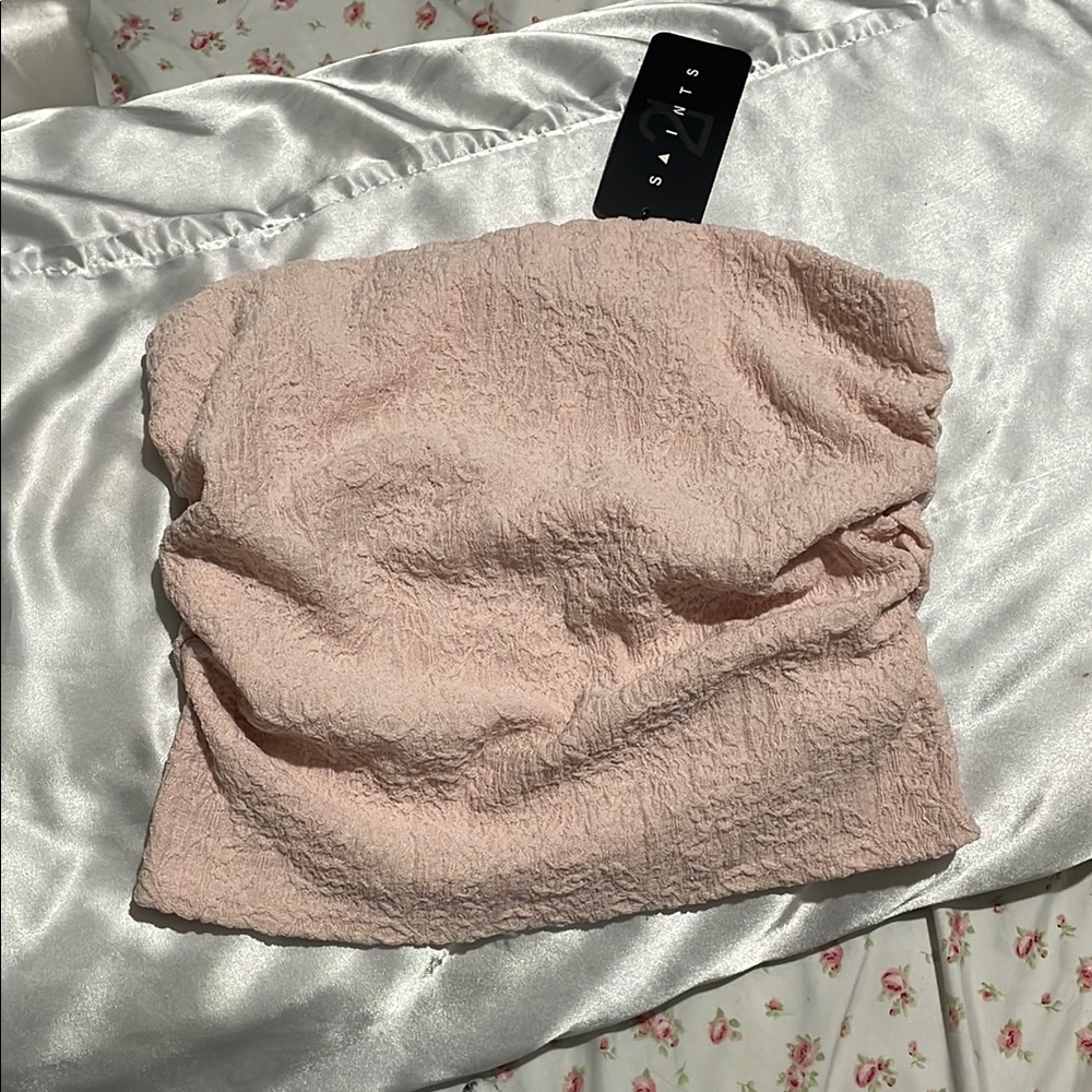 2 Saints Pink Ruched Tube Top